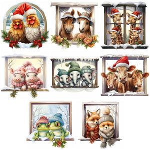 Christmas Animals-Full Round Diamond Painting-30x30cm