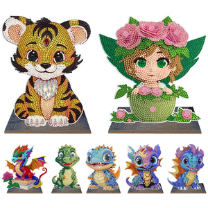 Animal-Single Side Drill-Wooden Diamond Desktop Ornament
