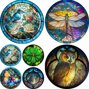 Stained Glass Animal-Full Round Diamond Painting-30x30cm