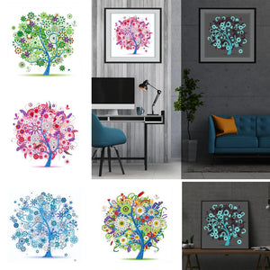 Four Seasons Tree Of Happiness-Partial Special Luminous Diamond Painting-30x30cm