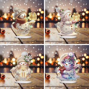 Christmas Snowman-Single Side Drill-Diamond Desktop Ornament