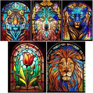 Stained Glass Animal-Full Round Diamond Painting-30x40cm
