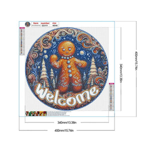 Christmas Gingerbread Boy-Full Round Diamond Painting-40x40cm