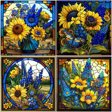 Load image into Gallery viewer, Stained Glass Sunflower-Full Round Diamond Painting-35x35cm
