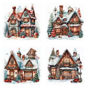 Christmas House-Full Round Diamond Painting-30x30cm