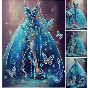 Blue Wedding Dress-Partial Special Diamond Painting-30x40cm