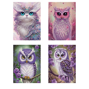 Owl-Partial Special Diamond Painting-30x40cm