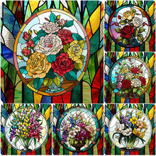 Load image into Gallery viewer, Stained Glass Bouquet-Full Round Diamond Painting-30x30cm
