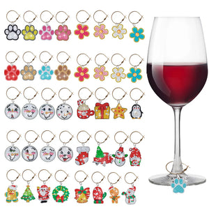 8Pcs/Set Wine Glass Christmas-Diamond Pendant