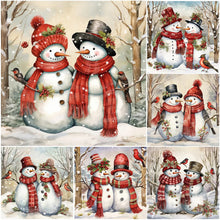 Load image into Gallery viewer, Snowman-Full Round Diamond Painting-30x30cm
