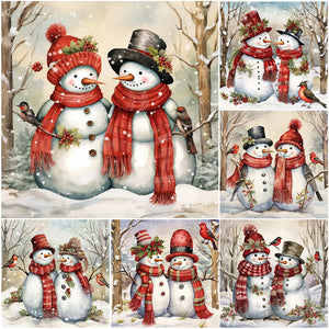 Snowman-Full Round Diamond Painting-30x30cm