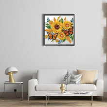 Load image into Gallery viewer, Sunflower Butterfly-Partial Special Diamond Painting-30x30cm
