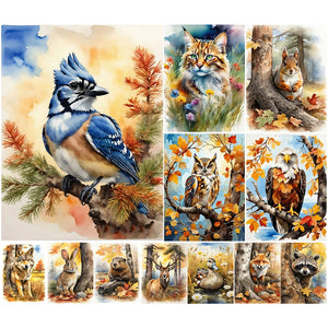Forest Animals-Full Round Diamond Painting-30x40cm