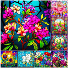 Load image into Gallery viewer, Stained Glass Flower-Full Round Diamond Painting-40x40cm
