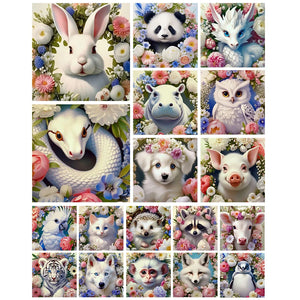 Animal Flower-Full Round Diamond Painting-30x30cm