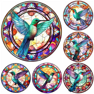 Stained Glass Hummingbird-Full Round Diamond Painting-30x30cm