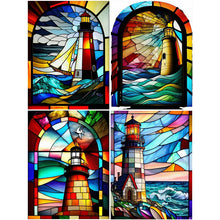 Load image into Gallery viewer, Stained Glass Lighthouse-Full Round Diamond Painting-30x40cm
