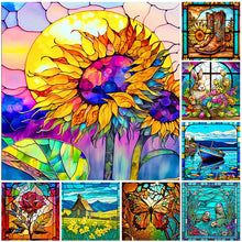 Load image into Gallery viewer, Stained Glass Flower-Full Round Diamond Painting-30x30cm
