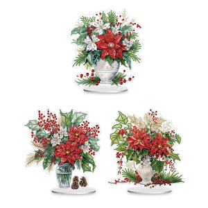 Christmas Flower-Single Side Drill-Diamond Desktop Ornament