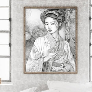 Retro Woman-Full Round Diamond Painting-40x50cm