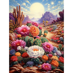 Desert Cactus-Full Round Diamond Painting-30x40cm