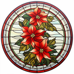 Christmas Red Flowers-Full Round Diamond Painting-30x30cm