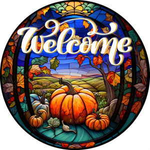 Stained Glass Halloween-Full Round Diamond Painting-30x30cm
