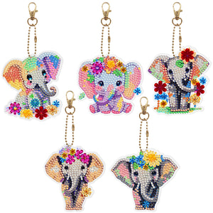 5pcs/set-Animal-Double Side Drill-Diamond Keychain