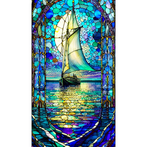 Glass Sailboat-Full Round Diamond Painting-40x70cm-Large Size