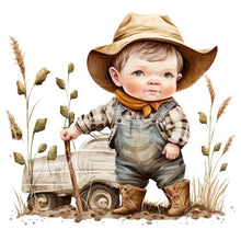 Load image into Gallery viewer, Cowboy Kid-Full Round Diamond Painting-30x30cm
