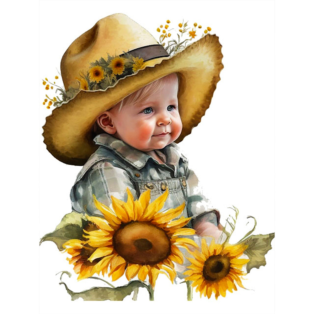 Cowboy Kid-Full Round Diamond Painting-30x40cm