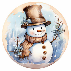 Christmas Snowman-Full Round Diamond Painting-30x30cm