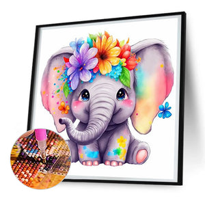 Dai Hua Elephant-Full Round Diamond Painting-30x30cm