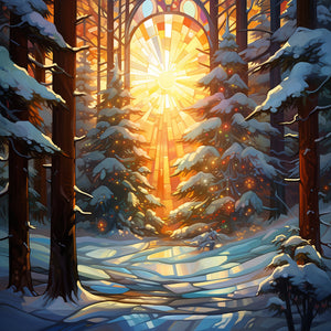 Stained Glass Christmas-Full Round Diamond Painting-30x30cm