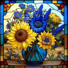 Load image into Gallery viewer, Sunflower-Full Round Diamond Painting-45x45cm-Large Size
