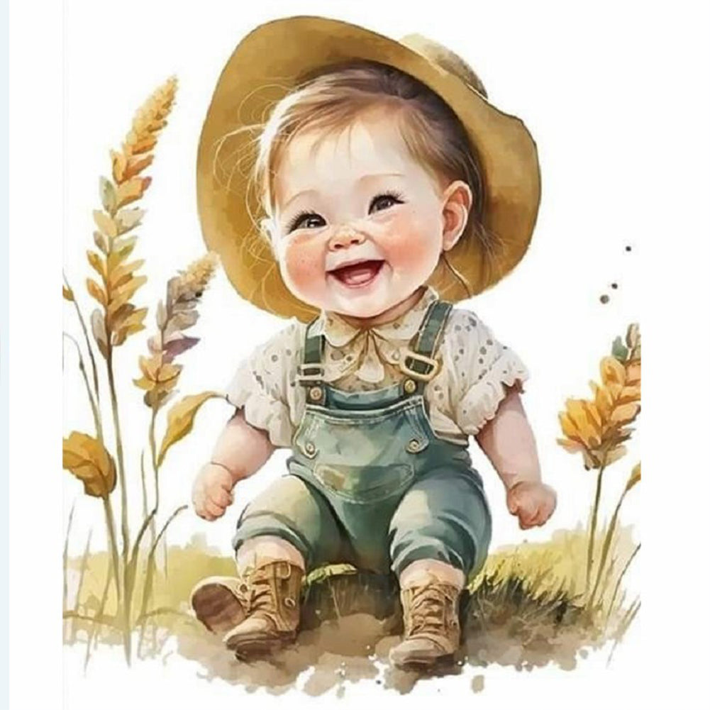 Cowboy Kid-Full Round Diamond Painting-30x30cm