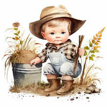Load image into Gallery viewer, Cowboy Kid-Full Round Diamond Painting-30x30cm

