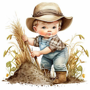 Cowboy Kid-Full Round Diamond Painting-30x30cm