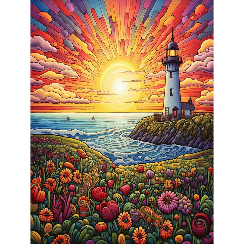 Lighthouse-Full Round Diamond Painting-30x40cm