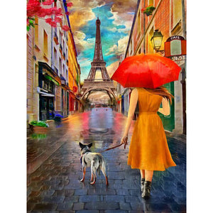 Paris Streets-Full Round Diamond Painting-30x40cm