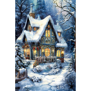 Igloo And Carriage-Full Round Diamond Painting-40x60cm-Large Size