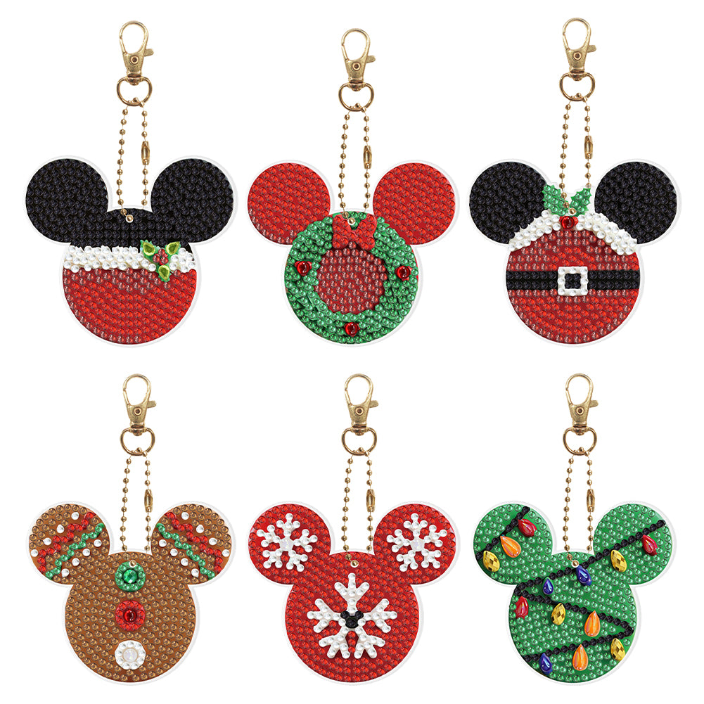 5/6Pcs/Set-Christmas-Double Side Drill-Diamond Keychain