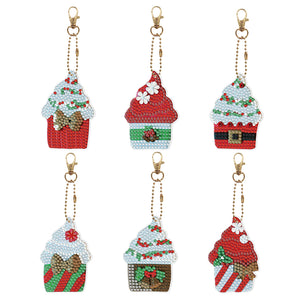 5/6Pcs/Set-Christmas-Double Side Drill-Diamond Keychain