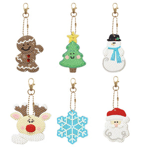 5/6Pcs/Set-Christmas-Double Side Drill-Diamond Keychain