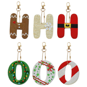 5/6Pcs/Set-Christmas-Double Side Drill-Diamond Keychain