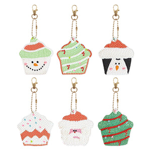 5/6Pcs/Set-Christmas-Double Side Drill-Diamond Keychain