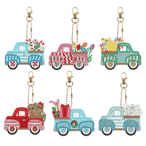 5/6Pcs/Set-Christmas-Double Side Drill-Diamond Keychain