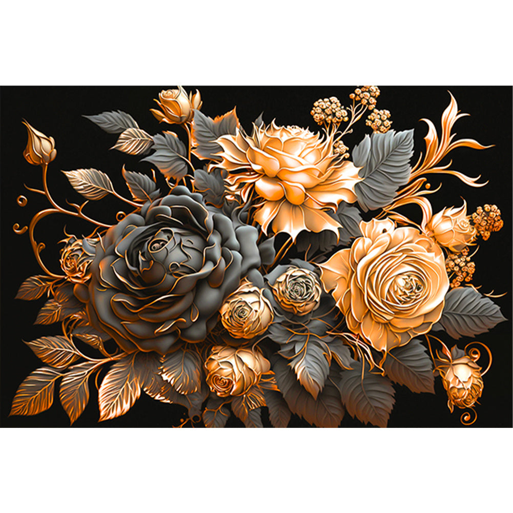 Metal Rose-Full Round Diamond Painting-60x40cm-Large Size