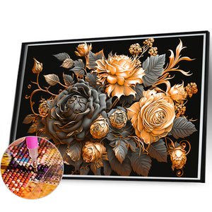 Metal Rose-Full Round Diamond Painting-60x40cm-Large Size
