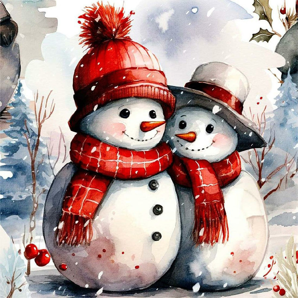 Christmas Snowman-Full Round Diamond Painting-40x40cm